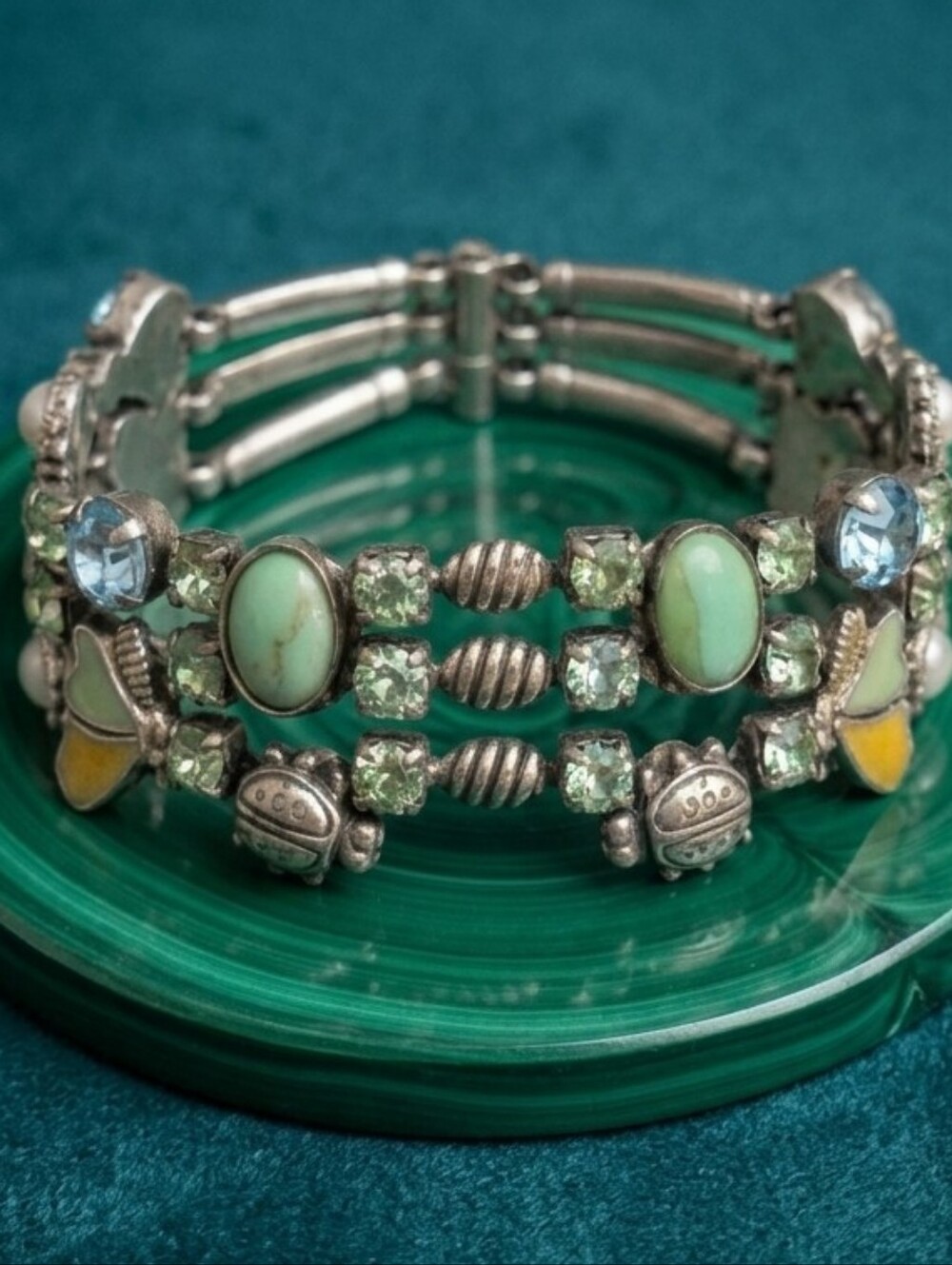 Vintage Mary DeMarco Figural Bracelet – Rhinestones, Enamel & Bugs – 1950s/60s